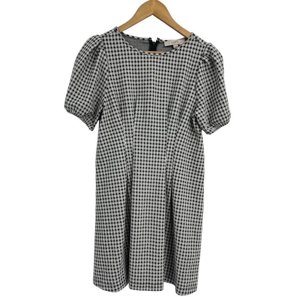 LOFT Black and White Gingham Mini Dress